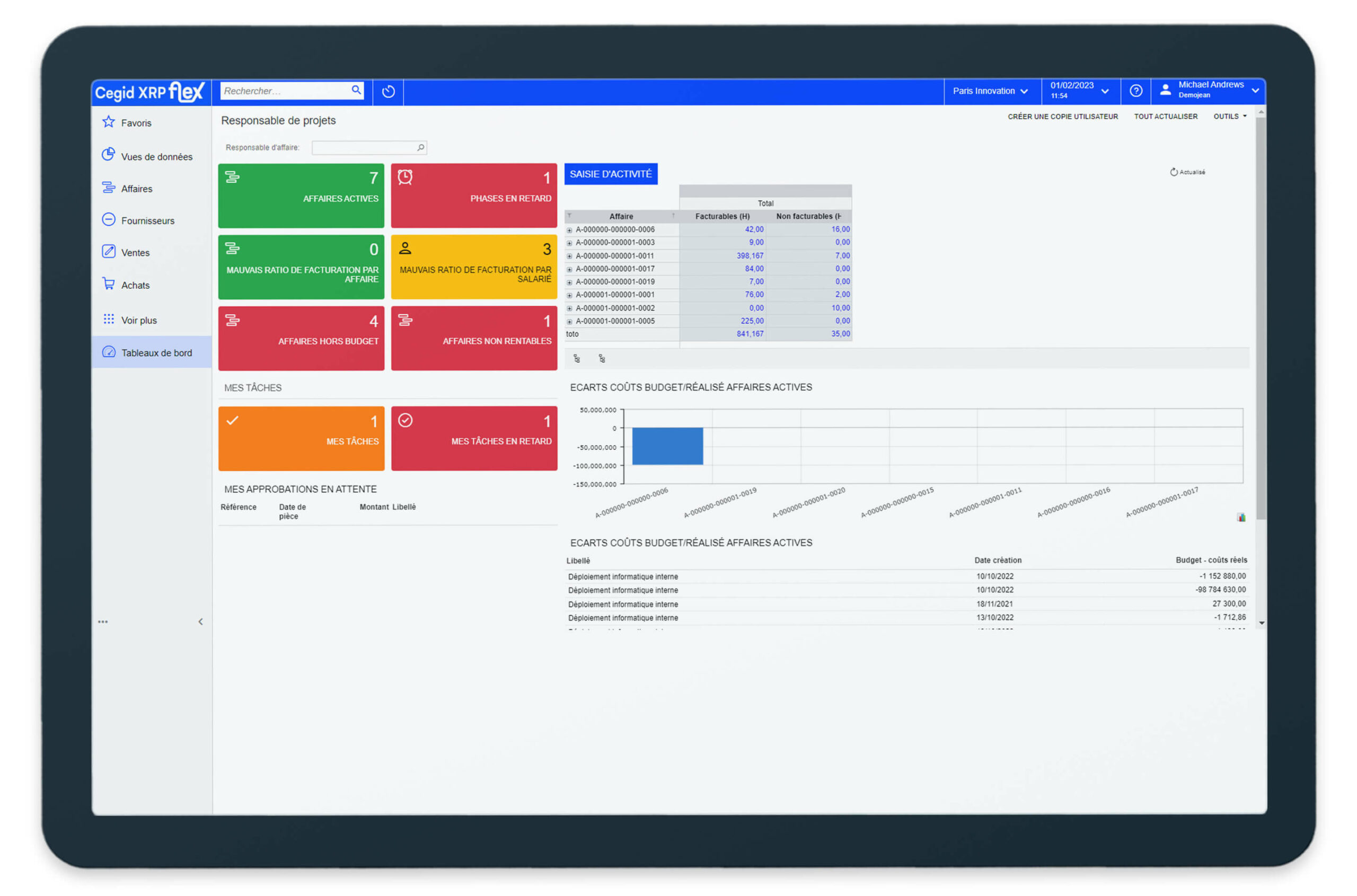 interface Cegid Xrp flex gestion des affaires