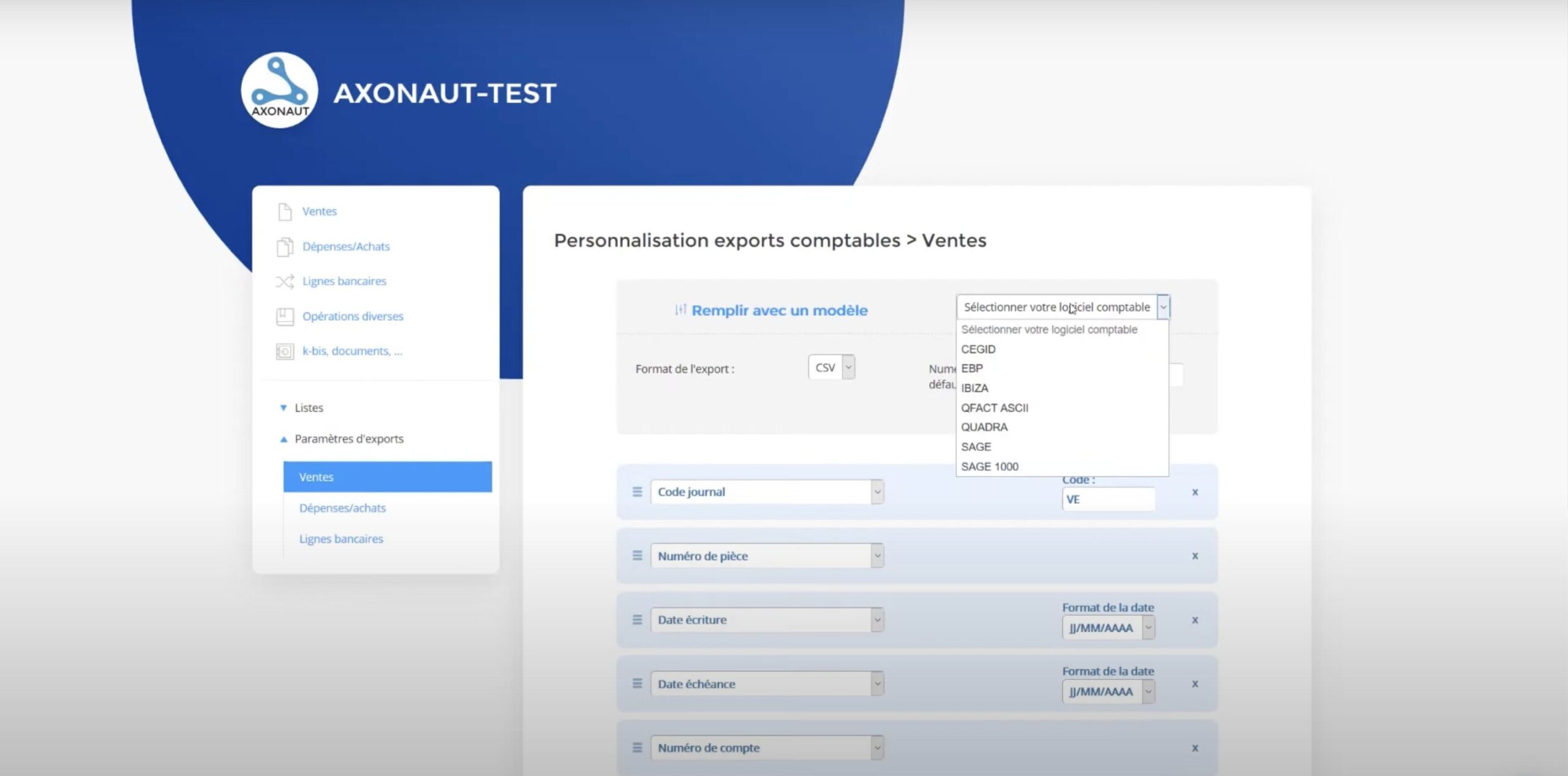 interface axonaut logiciel de comptabilité