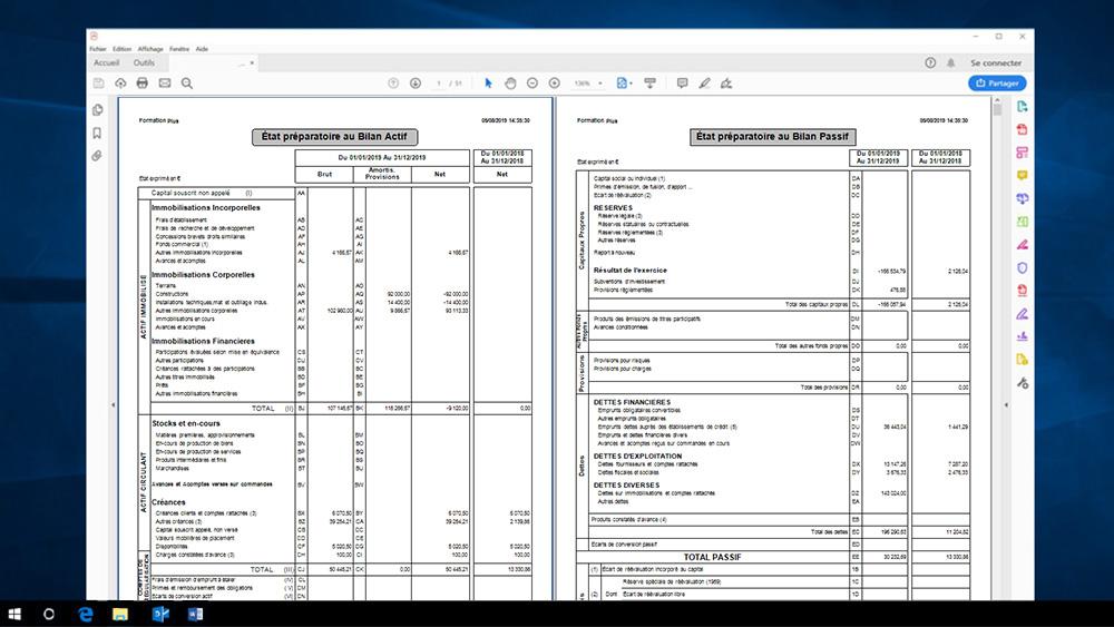 interface EBP comptabilité bilan