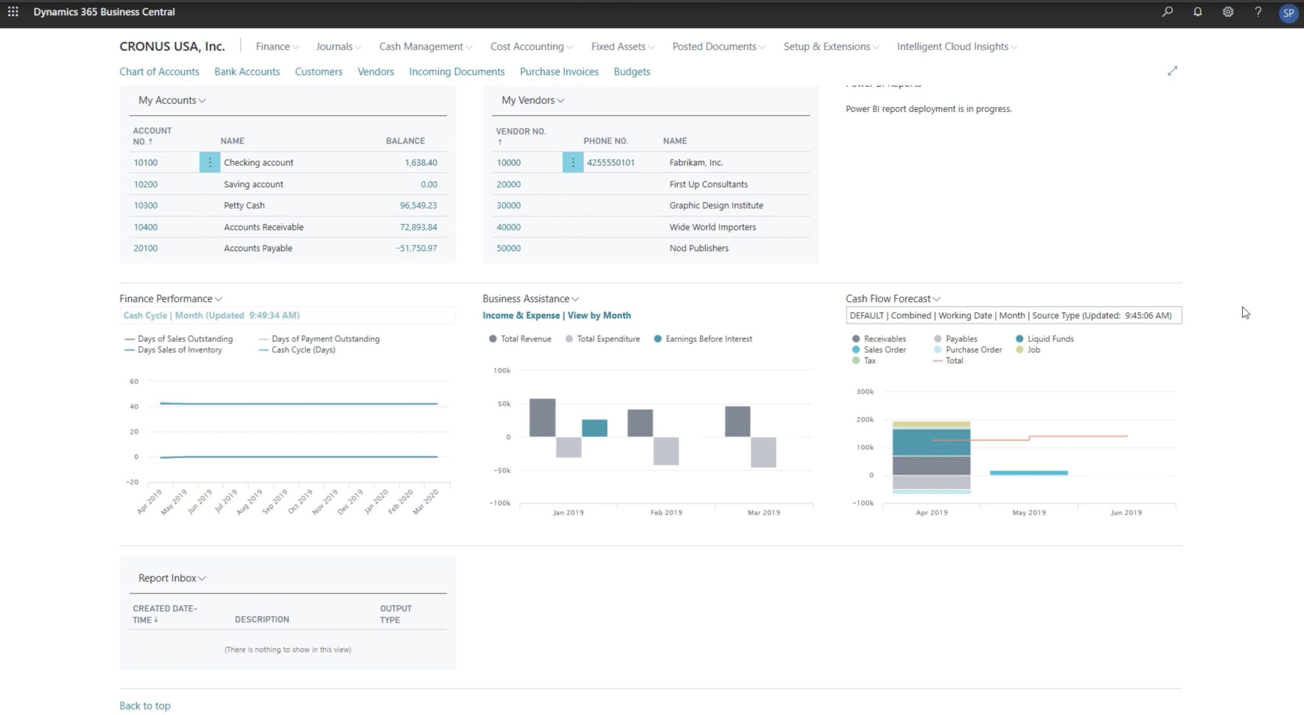 interface microsoft Dynamics 365 business central comptabilité