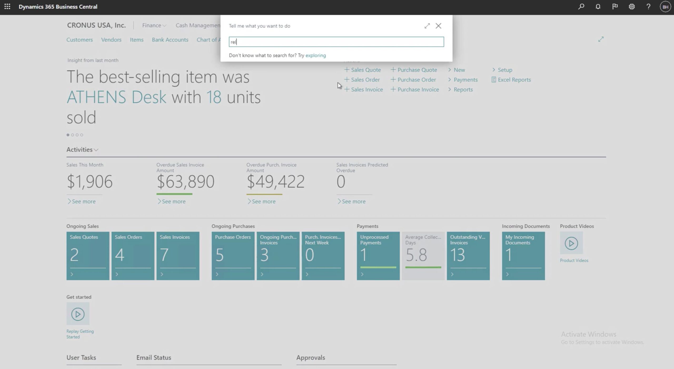 interface microsoft Dynamics 365 business central ERP